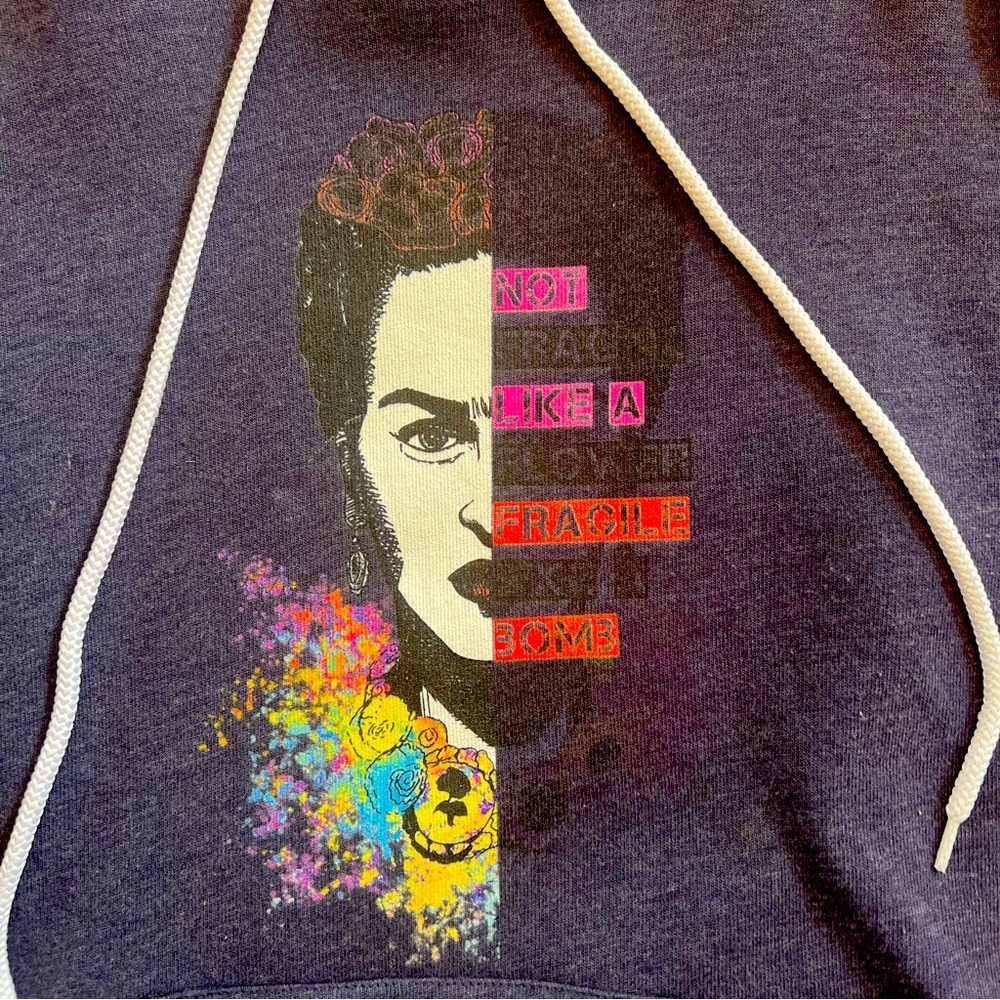 Bella-Canvas | Sweatshirt with Hoodie | Blue | Freda Artwork | Large